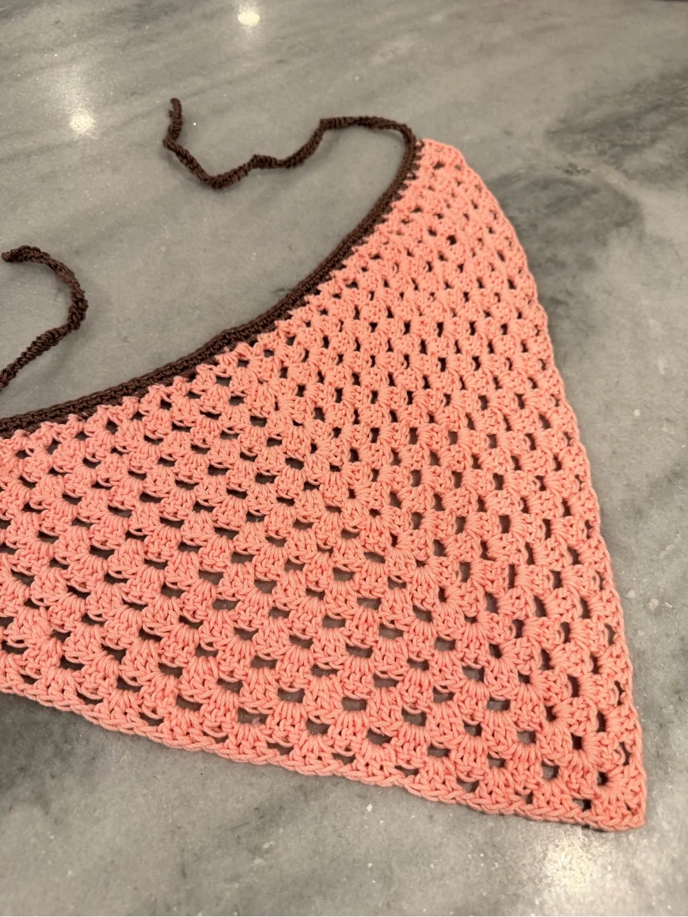 Handmade Crochet Bandana Head Scarf Cotton Boho Triangle Wrap Fest Cottagecore